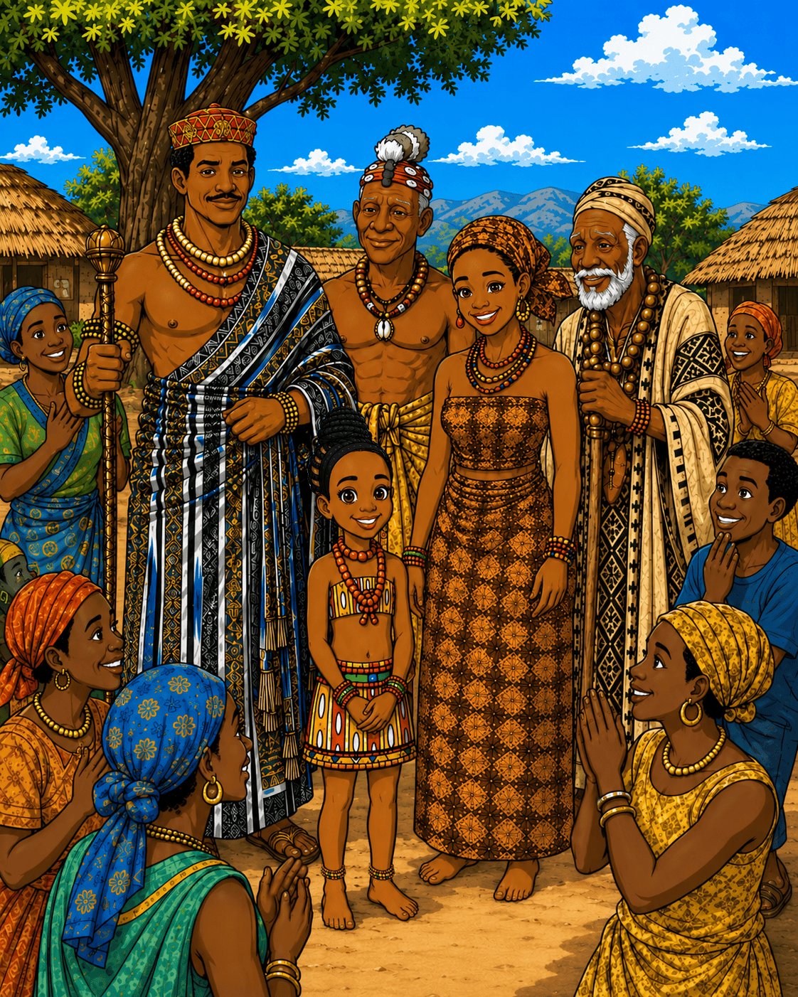 Mayi Siréna et ses parents au village de Bassar